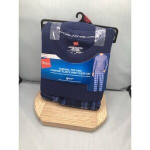 Hanes Mens X-Temp Thermal Top & Fleece Pant Sleep Set Size Small  New with Tags